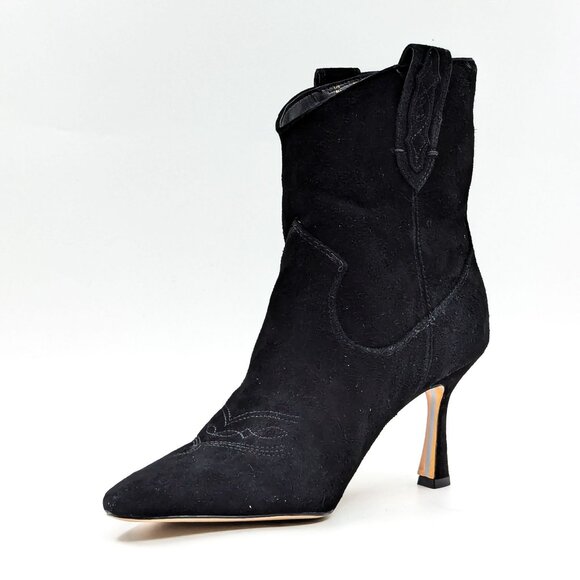 Sam Edelman Women Moe Western Cowboy Black Suede Boots size 8 - Picture 4 of 12